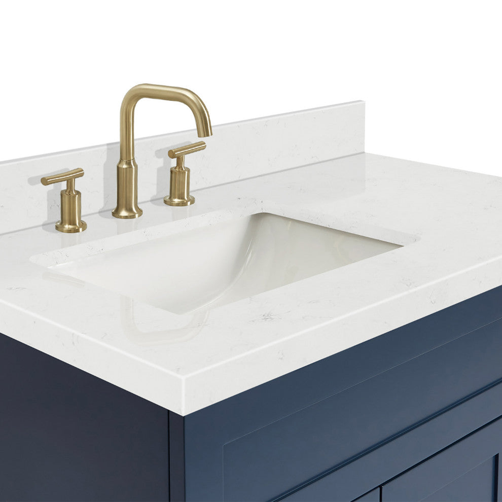 Ariel Hamlet 36" Single Left Rectangle Sink Bathroom Vanity, Carrara Quartz