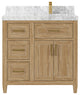Santa Monica 36 Right Offset  Bath Vanity in Whitewashed Teak 2" Carrara Marble