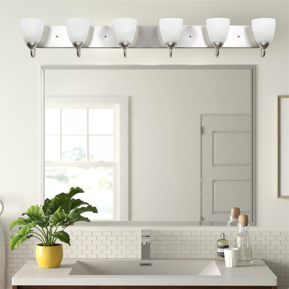 Kira Home Armada 49" Over Mirror / Bathroom Light, Frosted Glass Shades, Curved