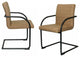 Set of Two Tan Faux Leather Industrial Dining Chairs