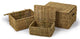 Natural Rustic Seagrass Storage Boxes, Set of 3, 11.5x9 inches, Brown