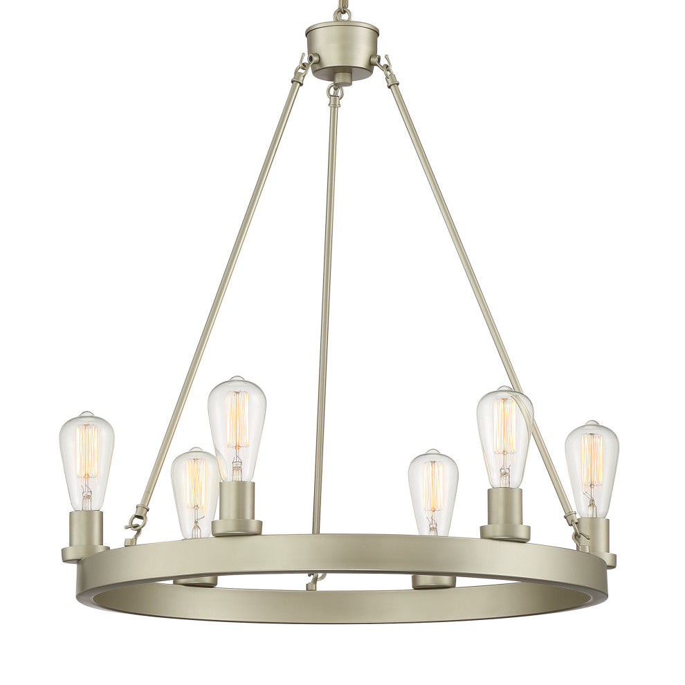 Farmhouse Vintage 6-Light Chandelier, Antique Silver
