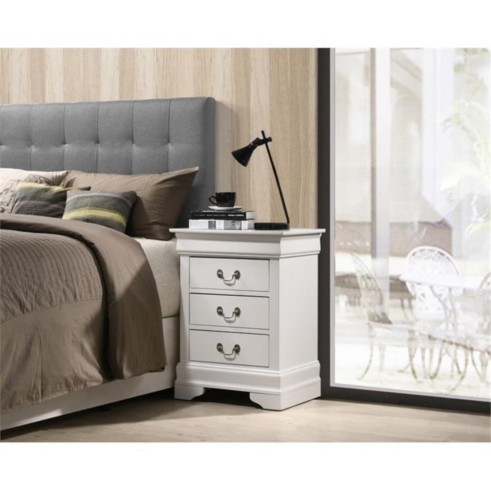 Glory Furniture Louis Phillipe 3 Drawer Nightstand in White