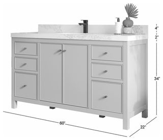 Chicago 60" Single Sink Bathroom Vanity, Black 2" Viola Gold