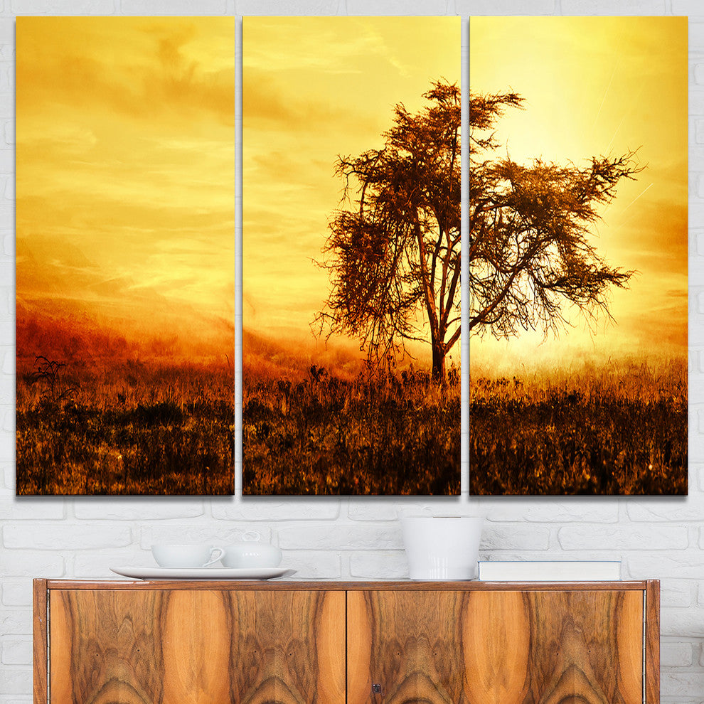 "African Tree Silhouette" Photo Canvas Art Print, 3 Panels, 36"x28"