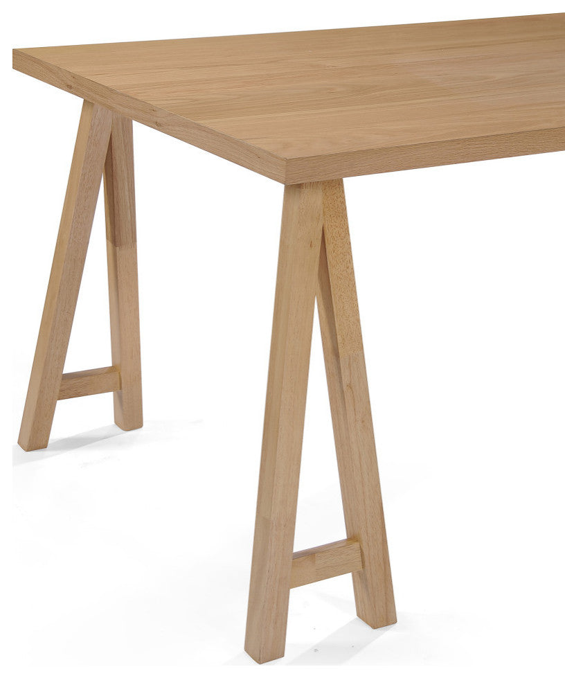 Anakin Mid-Century Modern 7-Piece Dining Set, Light Beige/Natural Oak