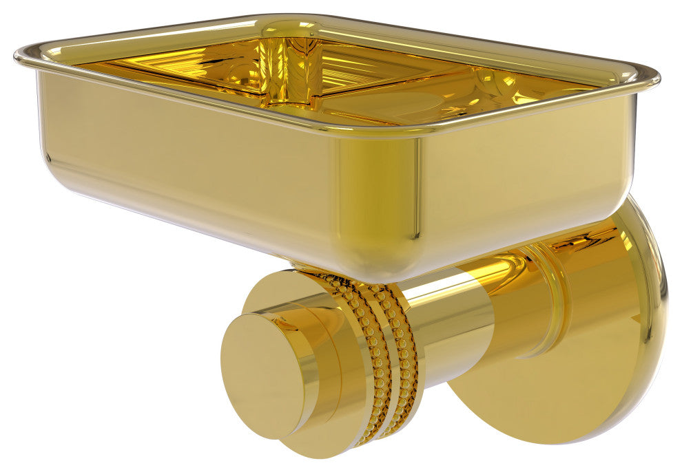 Mercury Wall Mounted Soap Dish with Dotted Accents, Polished Brass