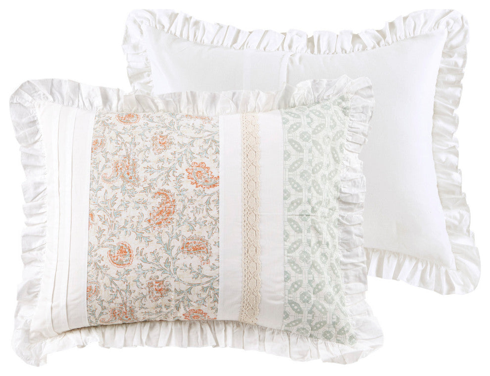 Madison Park Percale Printed Pintuck Flange 9-Piece Comforter Set, California Ki