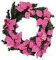 22" Pre-Lit B/O Artificial Poinsettia Christmas Wreath, Clear LED Lights, Pink