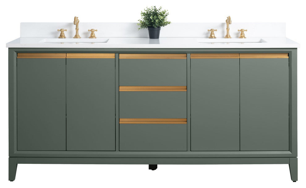 Vanity Art Bathroom Vanity With Sink, Vintage Green, 72" Double