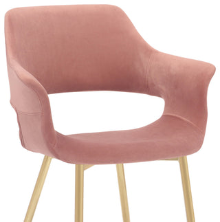 Gigi Pink Velvet Dining Room Chair with Gold Metal Legs - Set of 2