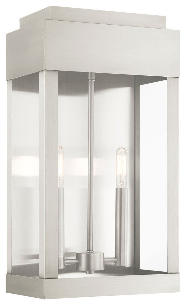 Livex Lighting 21238 York 2 Light 19" Tall Outdoor Wall Sconce - Brushed Nickel