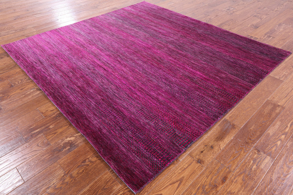 7' Square Wool and Silk Super Savannah Gabbeh Hand Knotted Rug Q6096