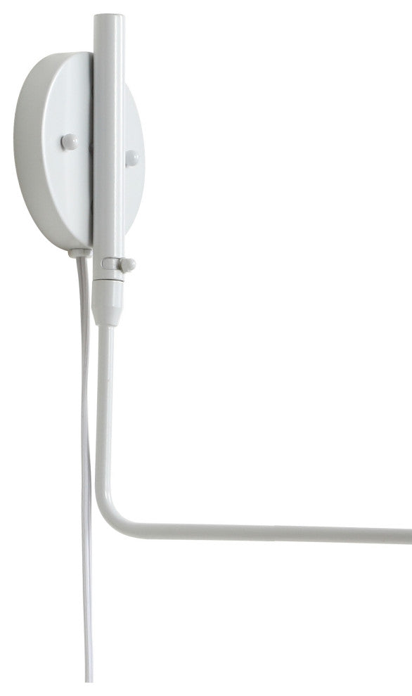 Frank 35" Iron Retro Swing LED Wall Sconce, White, White/Brass Gold