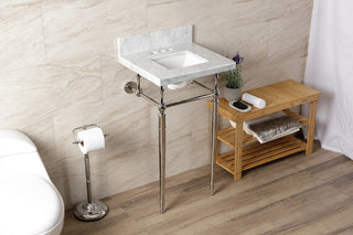 KVPB1917M34SQ6 19" Carrara Marble Console Sink with Brass Legs