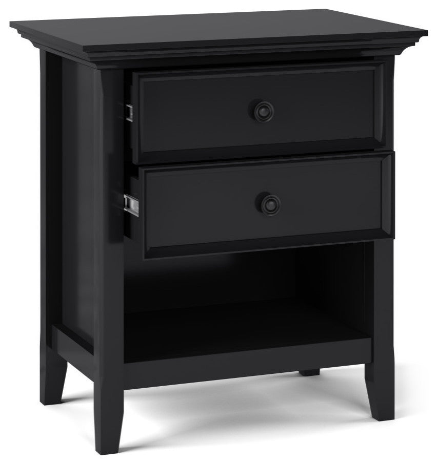 Amherst Solid Wood Bedside Table, Black