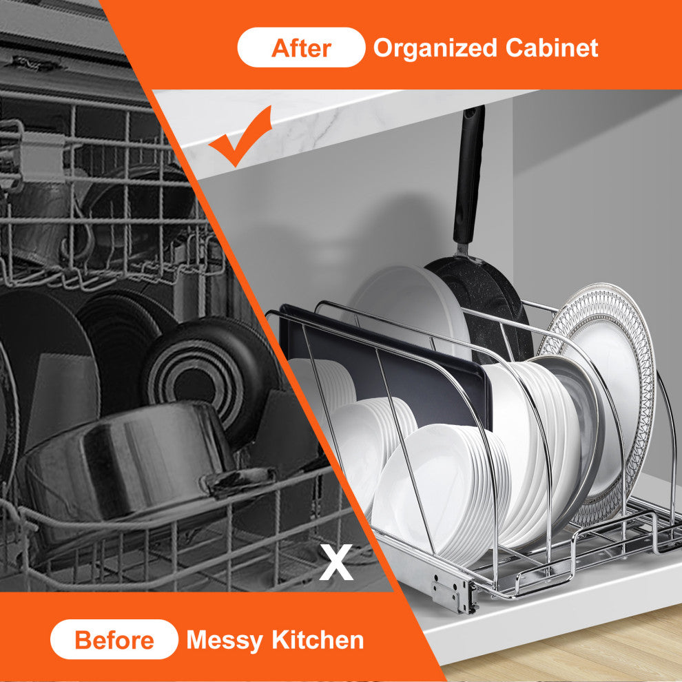 VEVOR Pan and Pot Rack Organizer Expandable Adjustable Lid Holder Under Cabinet