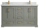 Boston 60 Double Bathroom Vanity in Evergreen 2" Calacatta Laza