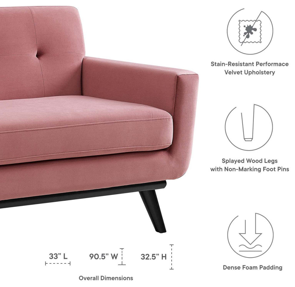 Sofa, Pink, Velvet, Modern, Mid Century Living Hotel Lounge Cafe Lobby