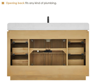 Serene Bathroom Vanity, Nature Brown, 54", No Mirror