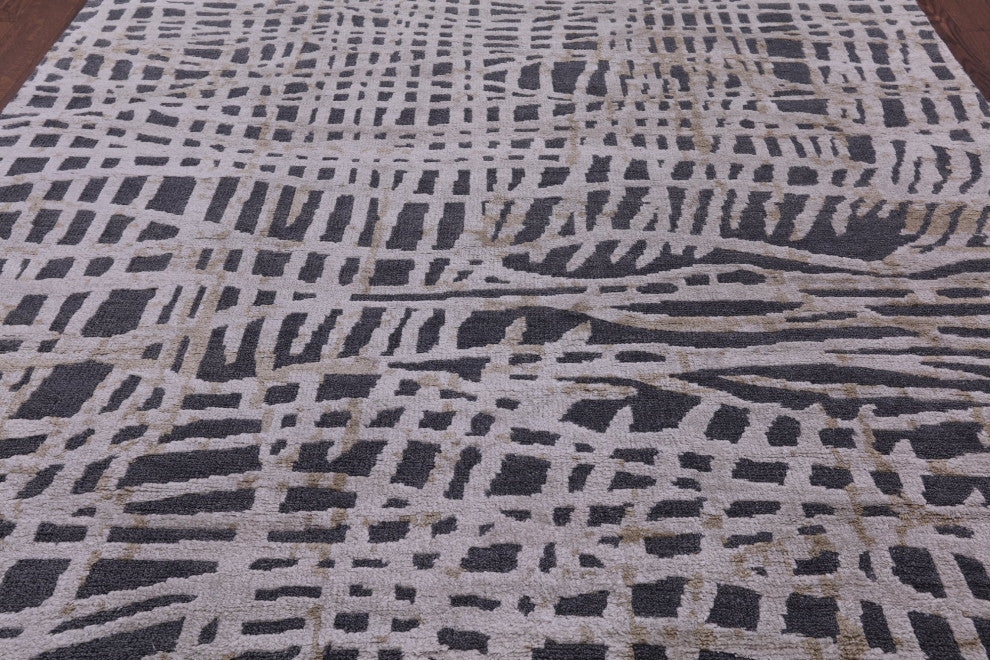 8' 1" X 9' 10" Moroccan Wool and Silk Hand Knotted Rug Q9281