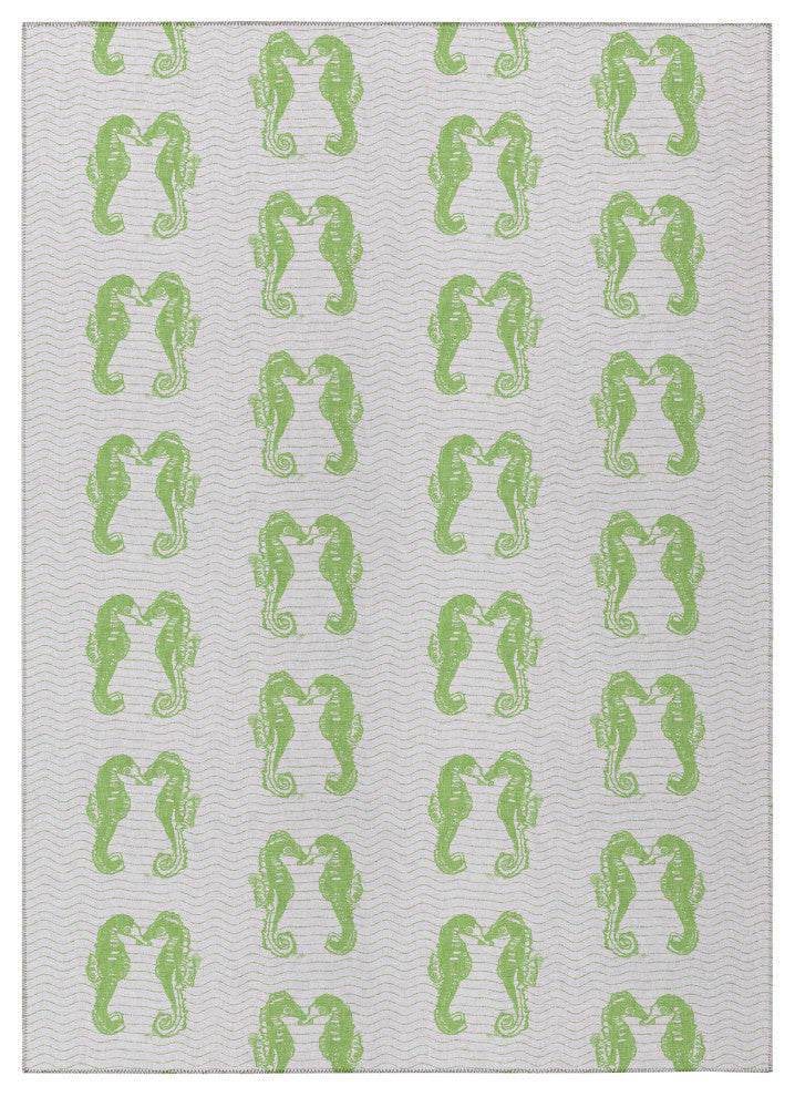 Indoor/Outdoor Seabreeze SZ15 Lime-In Machine Washable 3' x 5' Rug