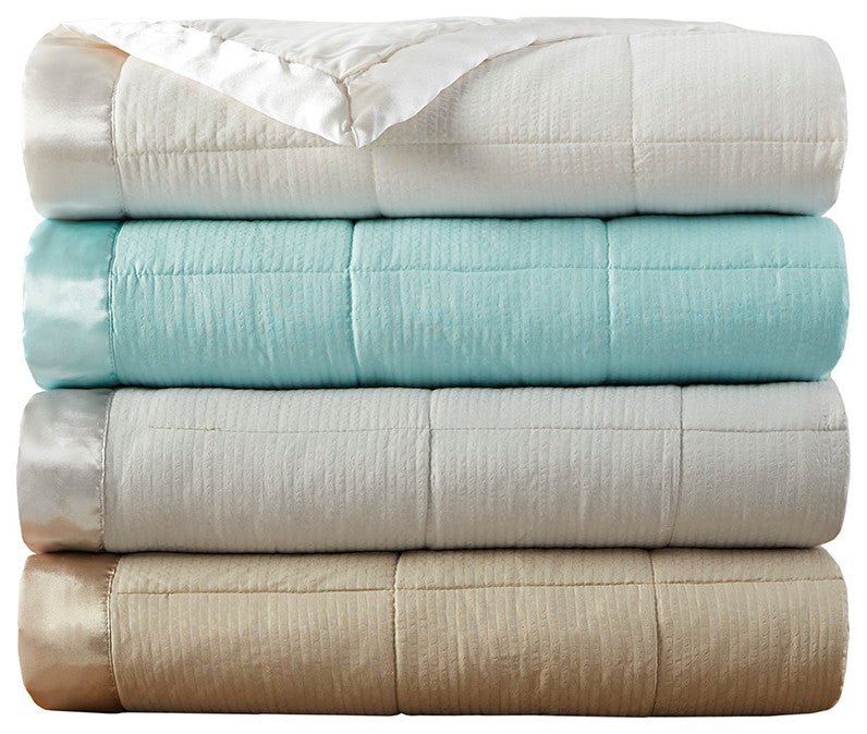 Madison Park Cambria Oversized Down Alternative Blanket With Satin Trim, Aqua
