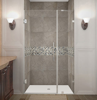 Aston Nautis Completely Frameless Hinged Shower Door, Chrome, 40"x72"