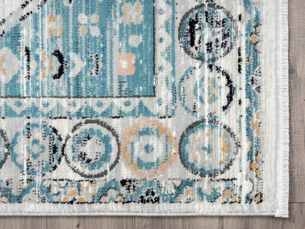 Abani Rugs Azure AZR170B Vintage Blue Ivory Diamond Area Rug