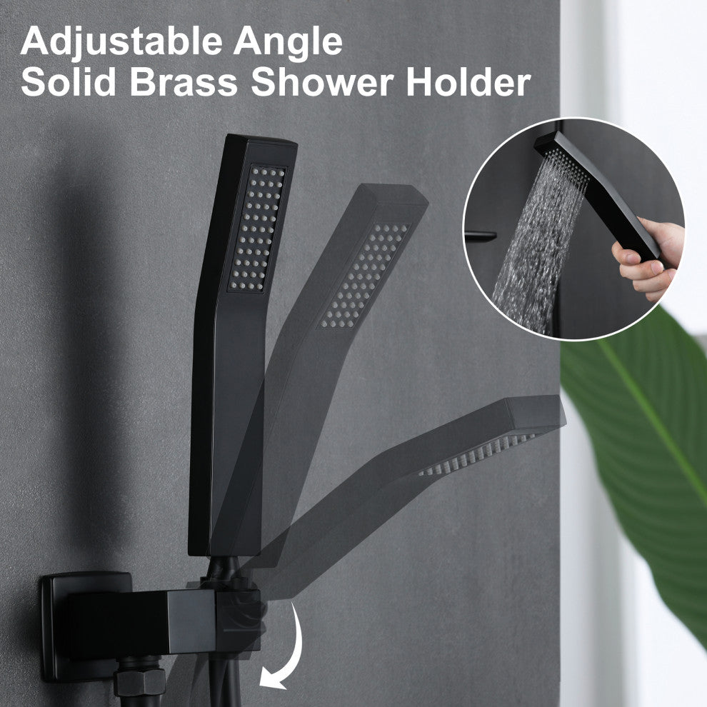 Wellfor Shower Faucet Set, 12" Rain Shower Head With Handheld Combo Set