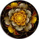 Dark Gold Fractal Flower, Digital Art Disc Metal Artwork, 11"