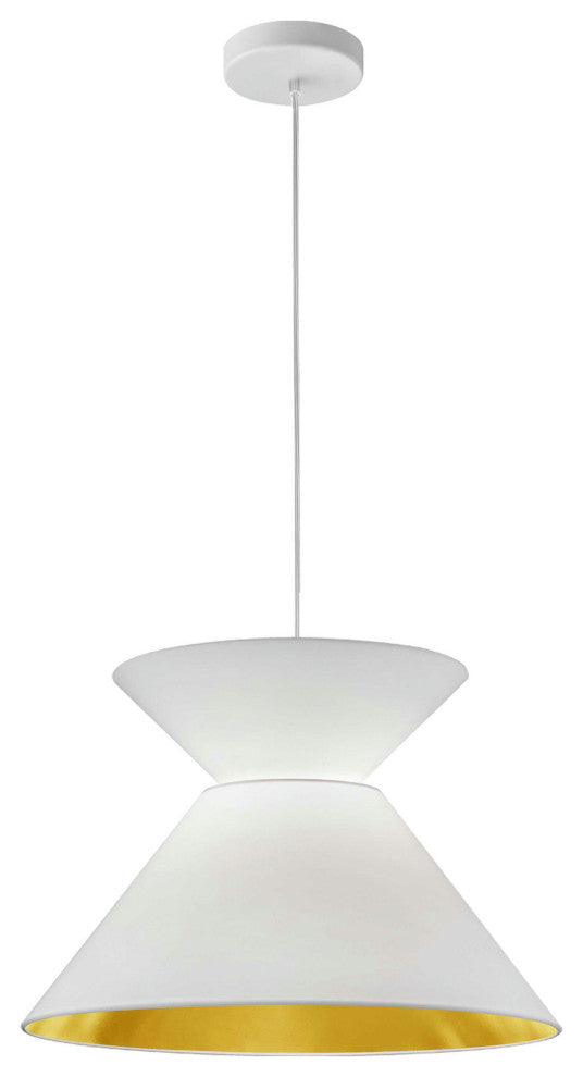 1 Light Patricia Pendant, White with White/Gold Shade