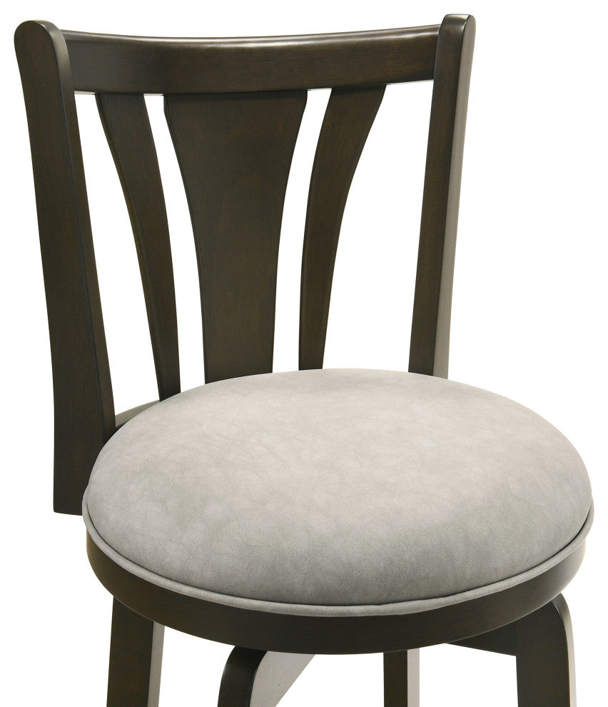 Elle Wood and Fabric Barstool, Gray, 26" Counter Height
