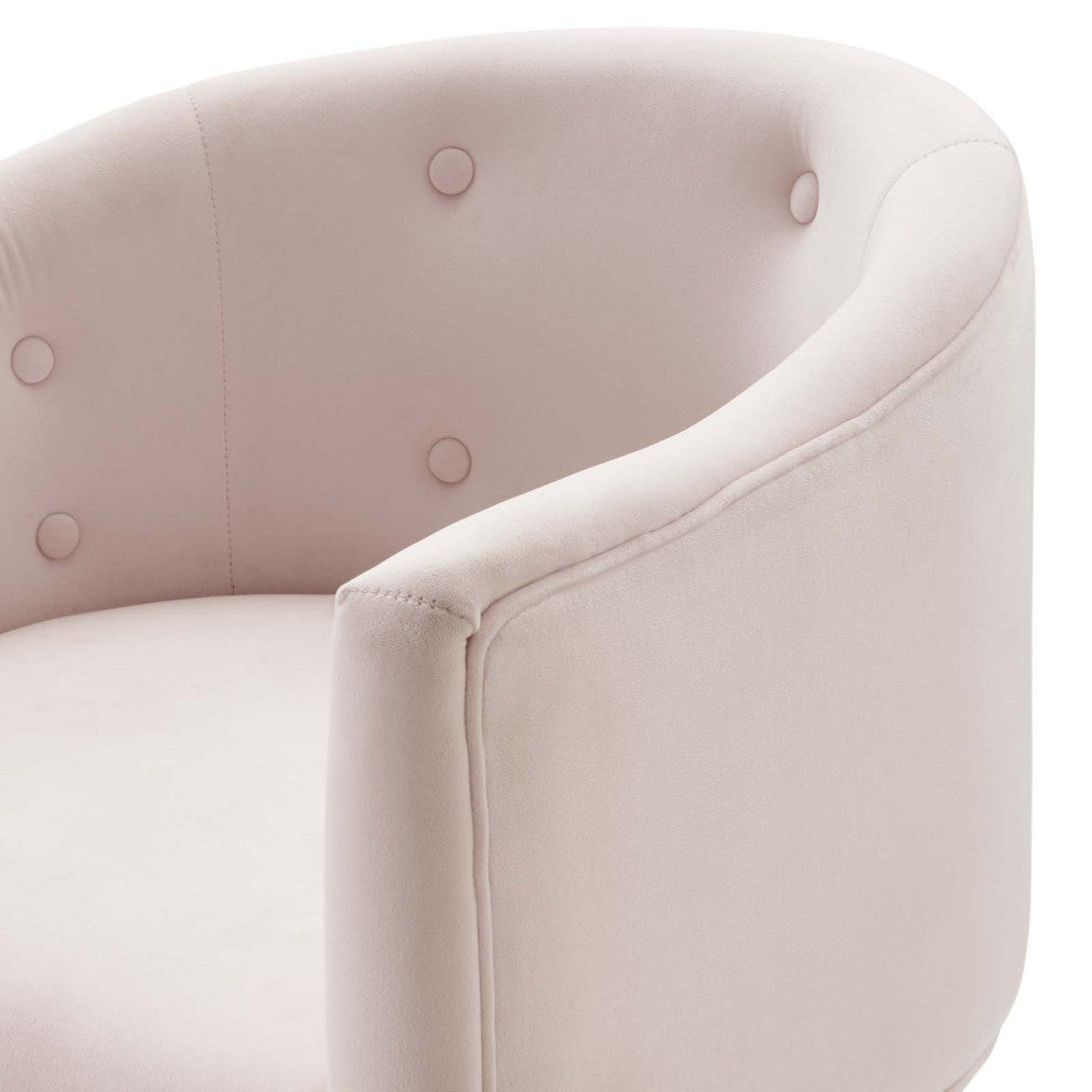 Tufted Accent Chair, Velvet, Metal, Pink, Modern, Living Lounge Hospitality