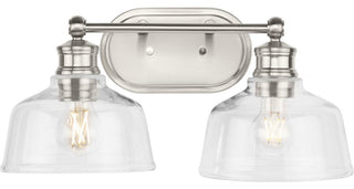 Singleton 2-Light 17" Brushed Nickel Vanity Light With Clear Glass Shades