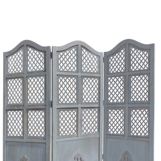 Wooden 3 Panel Foldable Room Divider, Blue