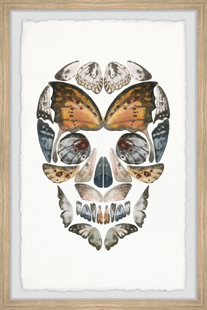 "Butterfly Skull" Framed Painting Print, 16x24