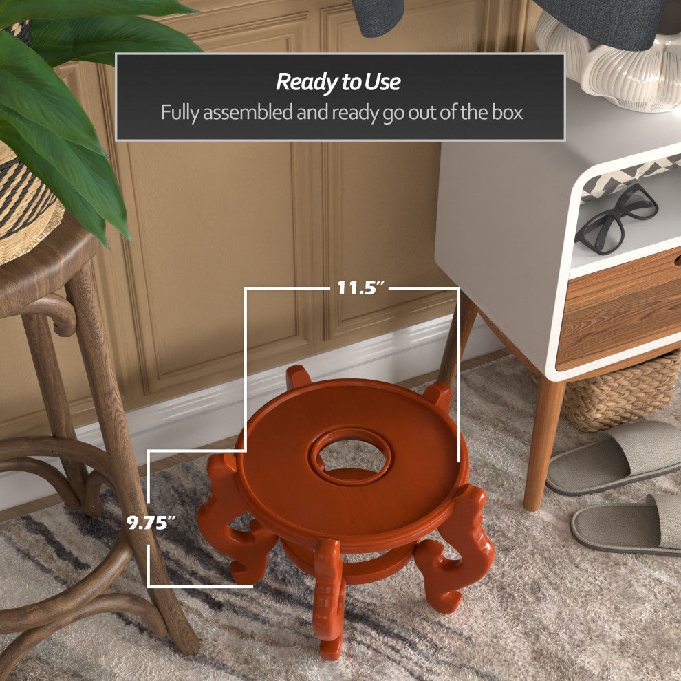 Rosewood Fishbowl Stand, Honey, Size 11.5" Base Diameter