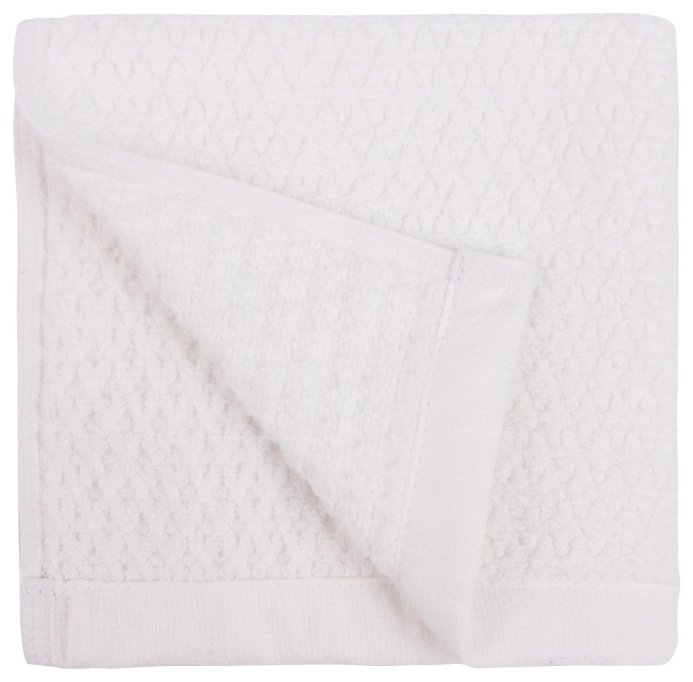 Everplush Diamond Jacquard Washcloth Towel Set, Pack of 6, White