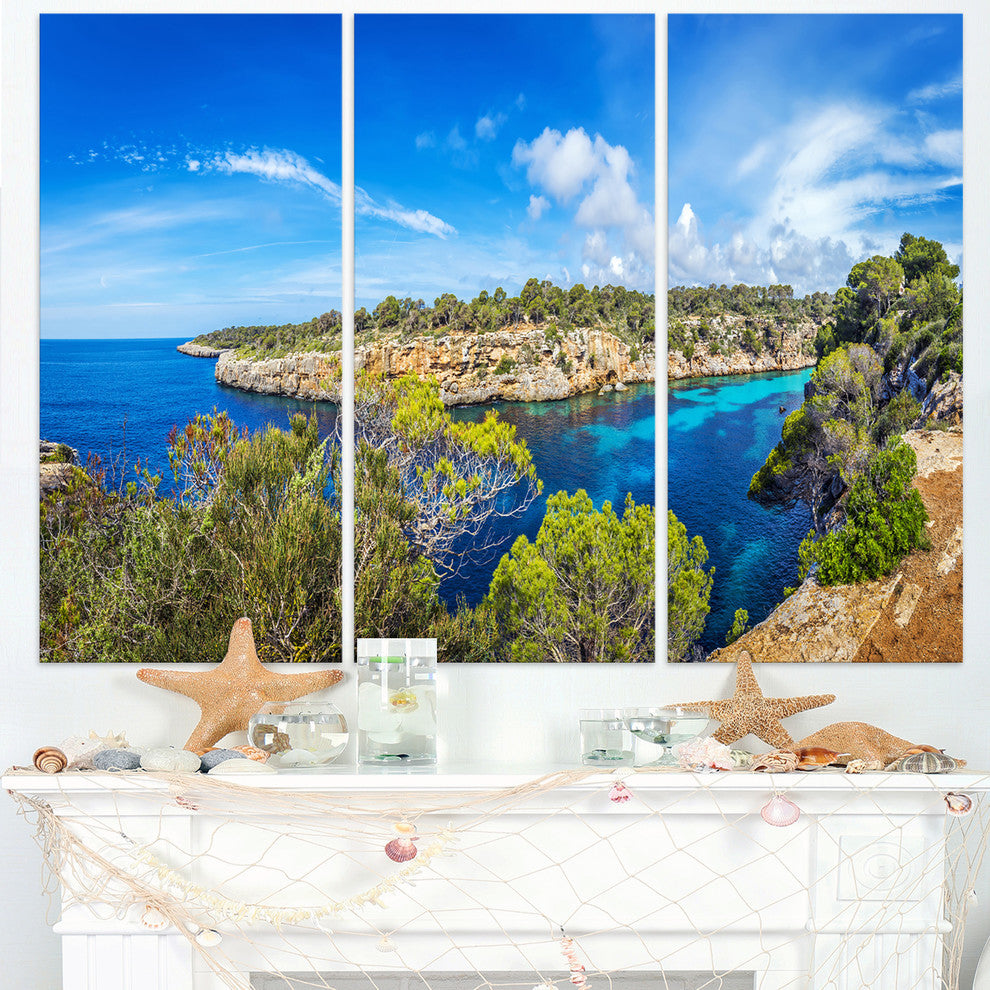 "Famous Cove of Cala Pi Mallorca" Metal Wall Art, 3 Panels, 36"x28"