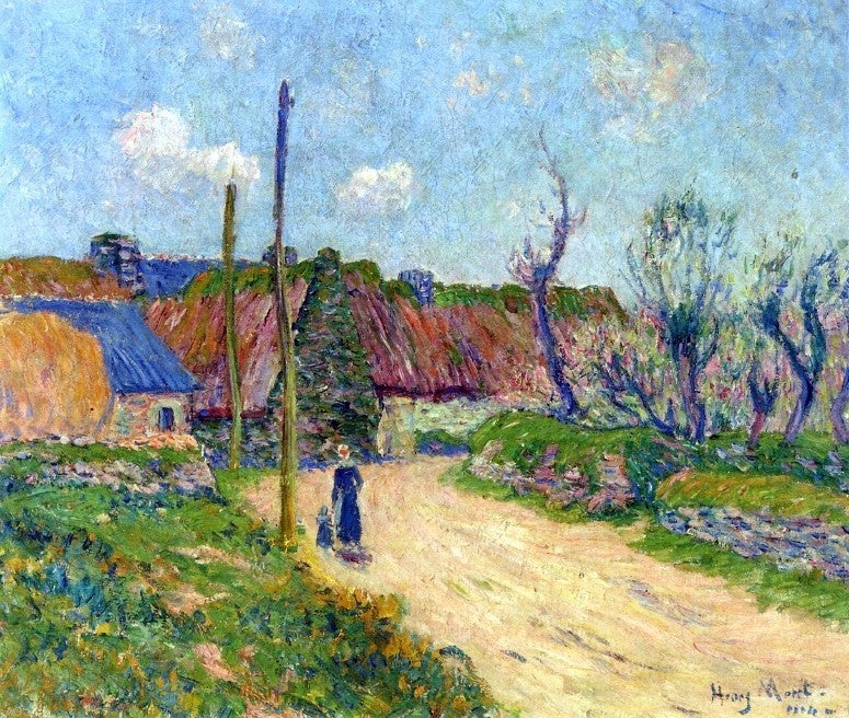 Henri Moret A Farm, 20"x25" Gallery Wrapped Canvas Print