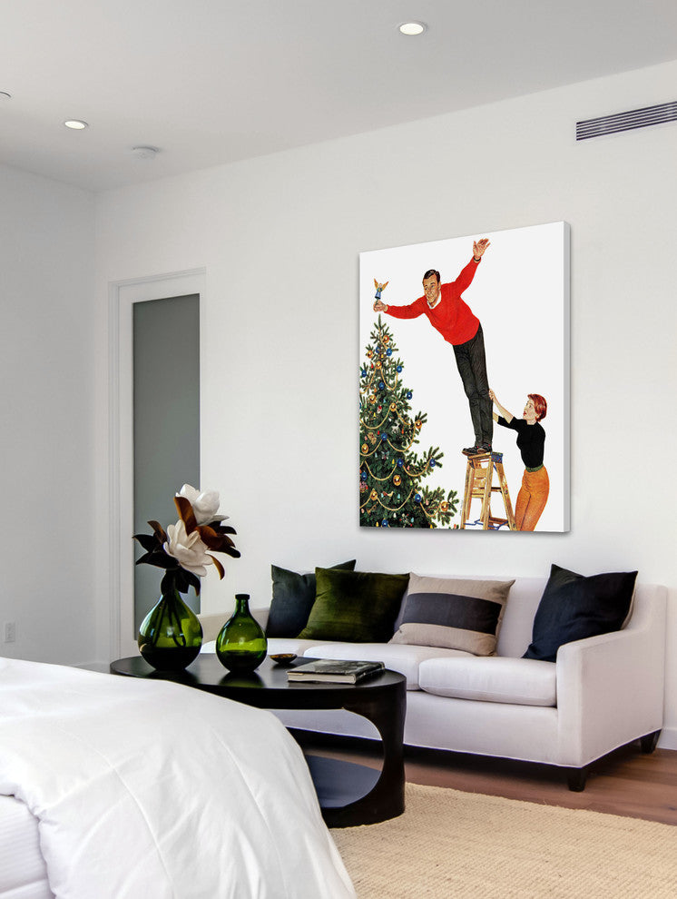 "Topping the Tree" Painting Print on Canvas by John Falter