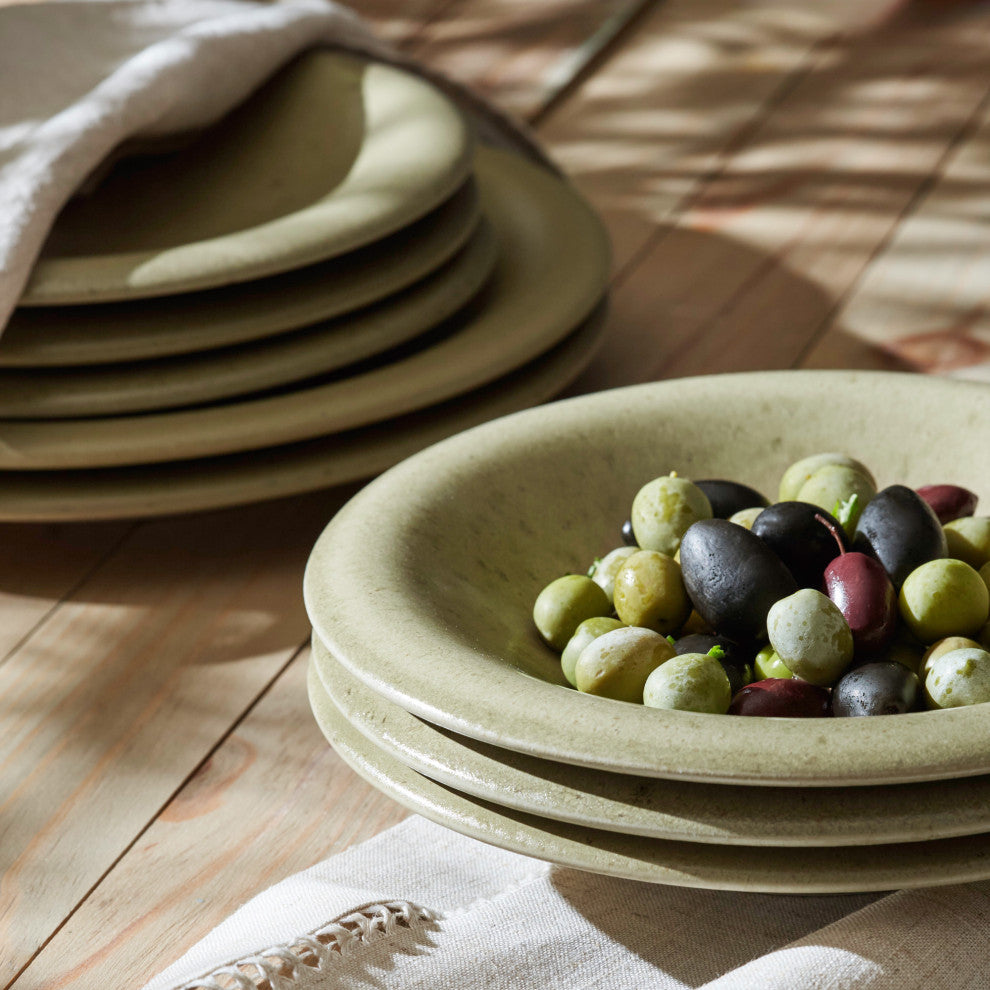 Porto by Porto by Stone Lain Aro Stoneware Dinnerware Set, Green Matte, 24-Piece
