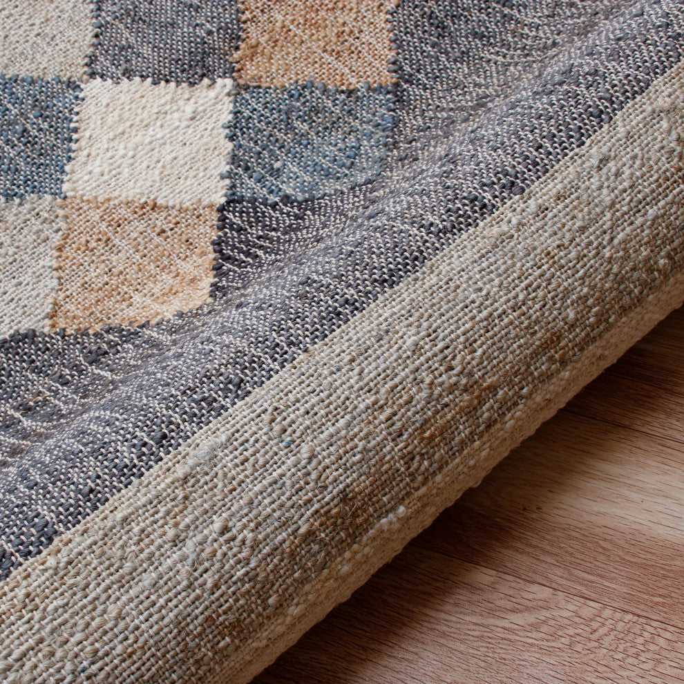 Elevated Geometric Handwoven Jute and Cotton Dhurrie Area Rug, 2' X 3'