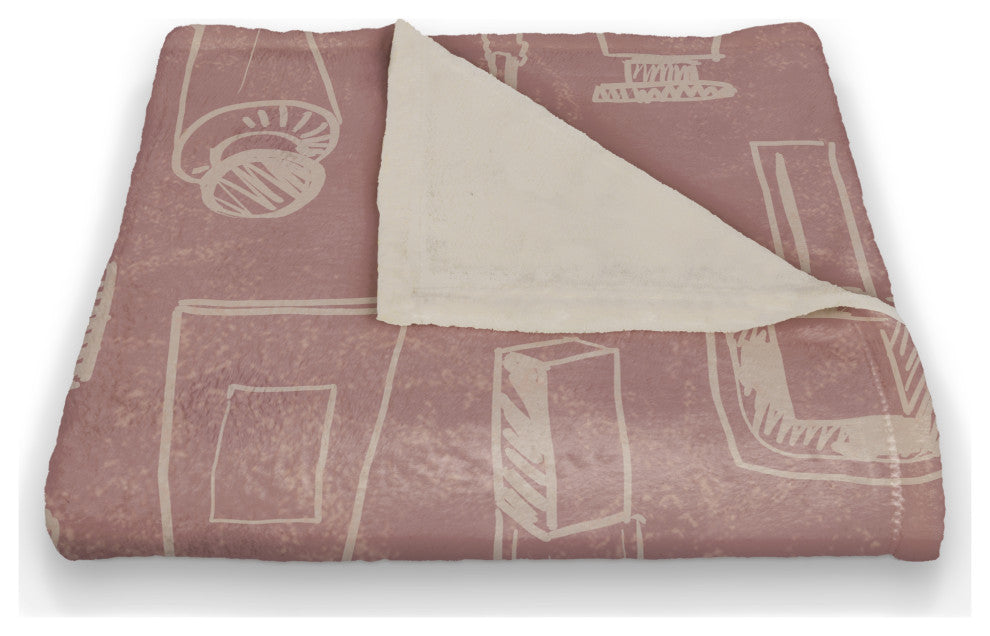 Cream Makeup Icons on Pink 50x60 Coral Fleece Blanket
