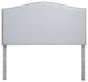 Curved Upholstered Headboard with Linen Upholstery and Silver Nailhead Trim, Light Gray, King