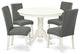 5Pc Round 42" Dinette Table, Four Parson Chair, Linen White Finish Leg