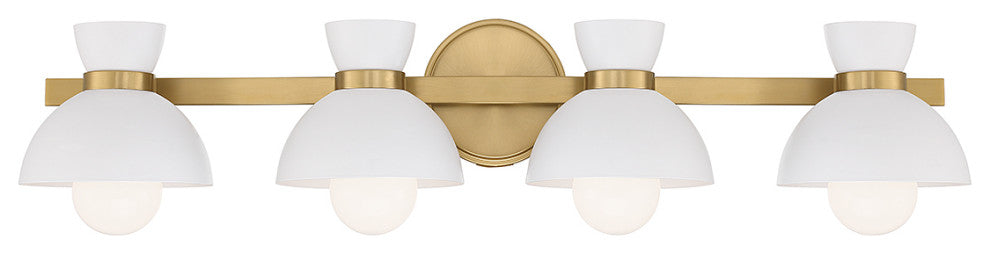 4-Light Bathroom Vanity Light, Matte Black, Natural Brass