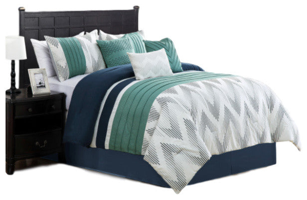 Kendra Embroidery 7 Piece Comforter Set, Queen