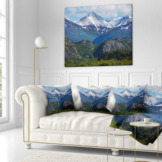 Frosty Mountains On Alaska Landscape Printed Throw Pillow, 18"x18"